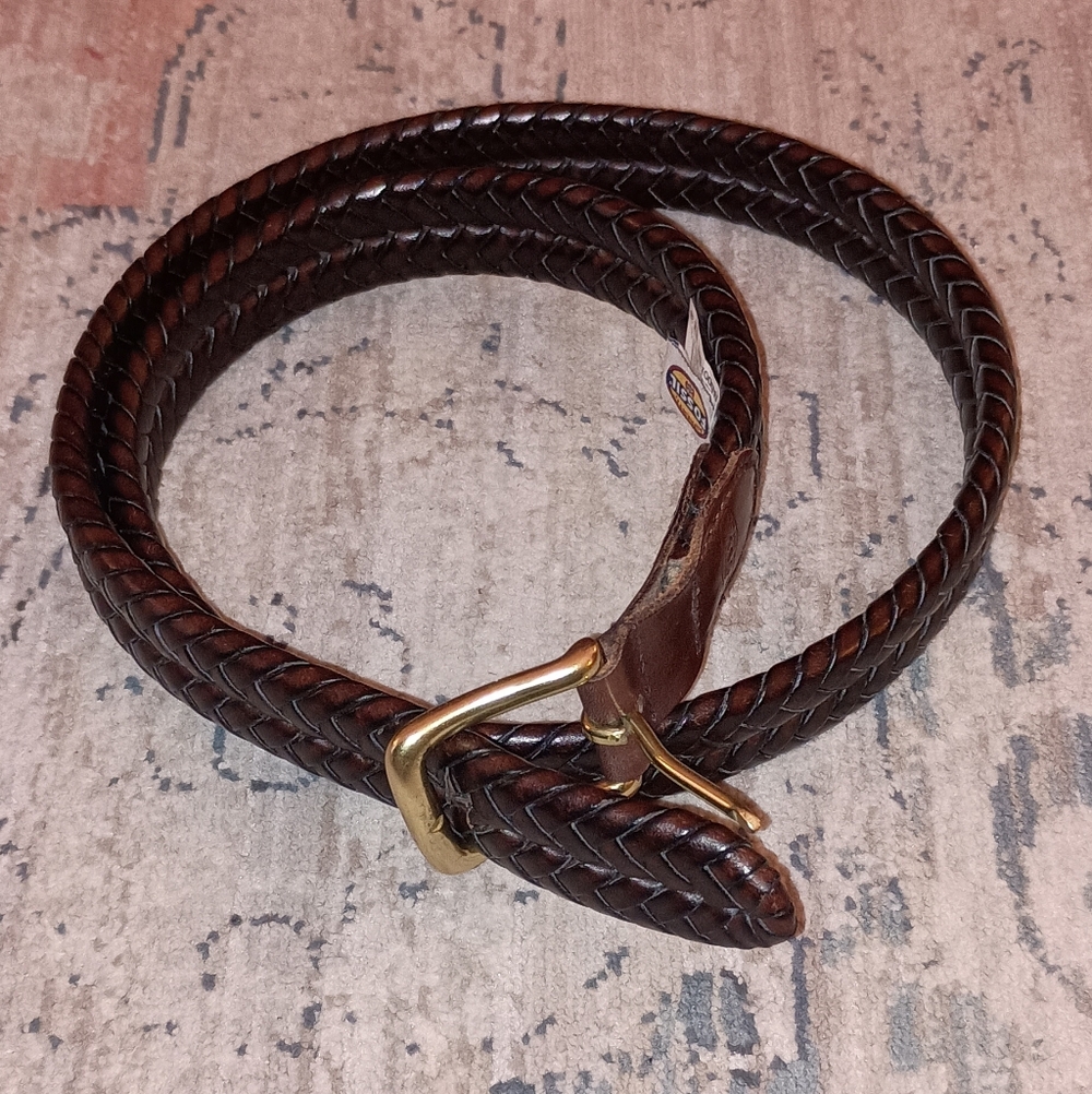 Vintage Fossil Maddox Brown Woven Braided Belt 38